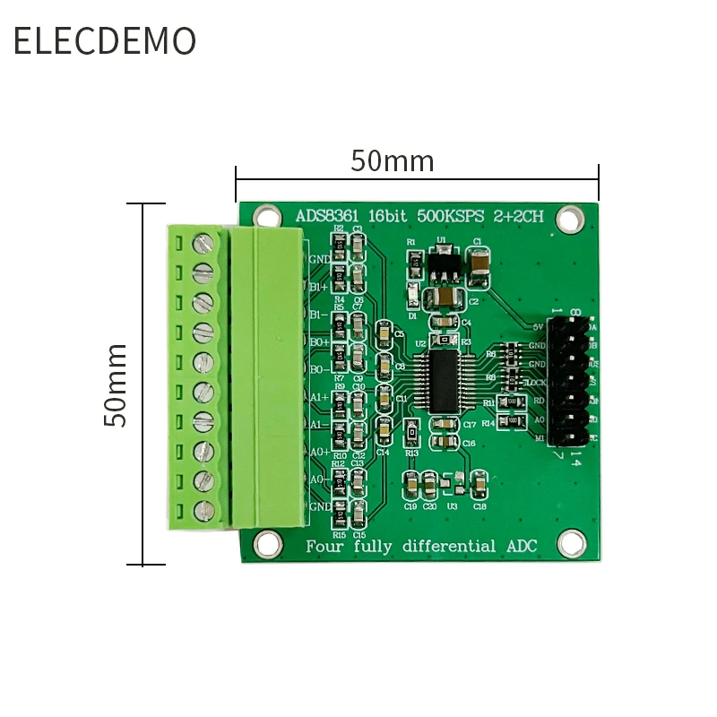 ADS8361 data acquisition module 16-bit ADC 500KSPS 4-channel full differential