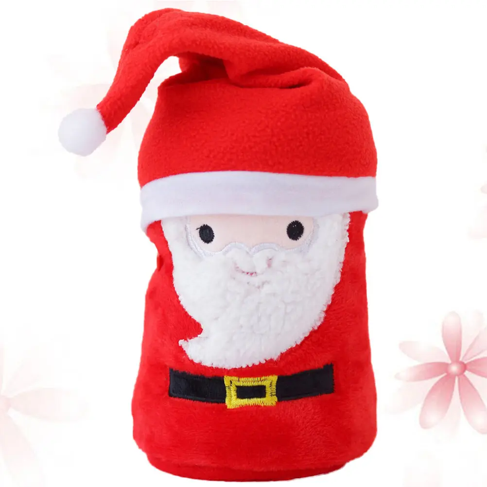 Santa Claus Christmas Blanket Hat Set Creative Flannel Lightweight Sleeping Blanket Pet Kids Couch Cover Realistic Snowman Print