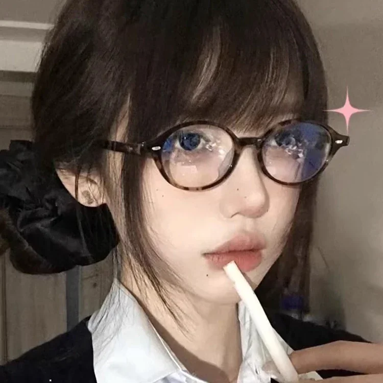 Leopard Print Oval Frame Glasses Women Lovely Anti Blue Light Plain Eyewear Finish Optical Spectacle Computer Clear Glasses Gift