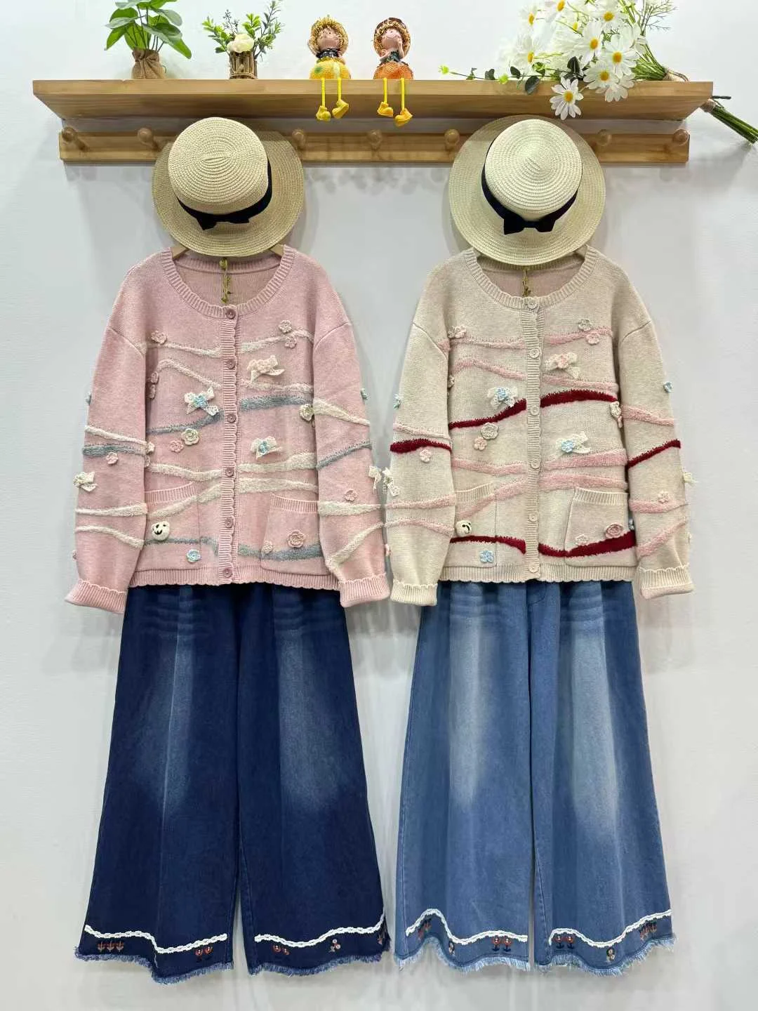 Enianechu Plus Size Japanese Style Sweater for Women Winter Sweet Pink Beige Blue Thick Sweater Mori Girl Cardigan
