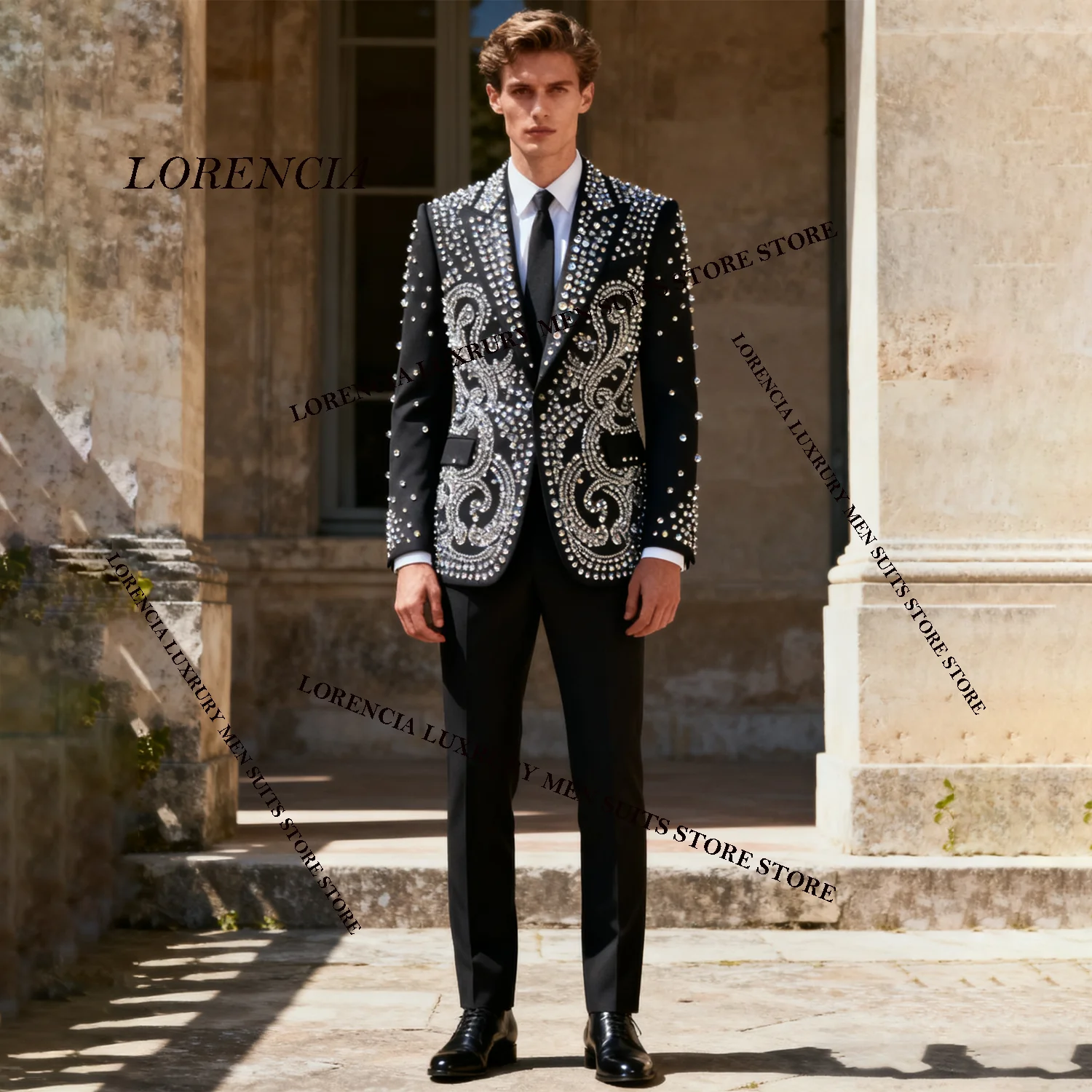

Красивые мужские костюмы высокого класса со стразами и бисером, индивидуальные комплекты из 2 предметов для жениха, смокинги с бриллиантами, мужской пиджак для выпускного вечера, Ropa Hombre