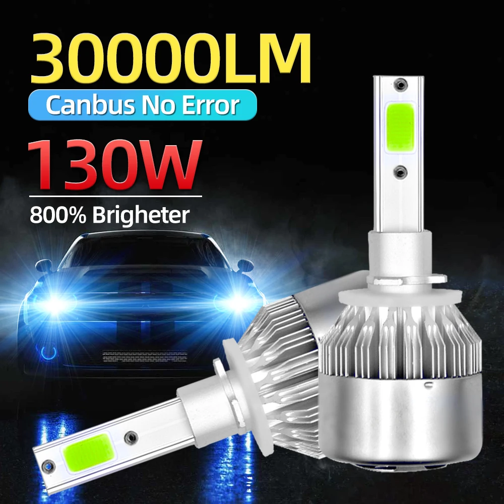 

8000K Glacier Blue 880 LED Car Lights 30000LM 130W Super Bright H3 9012 HIR2 Auto Headlamp Bulbs 12V Plug And Play Front Lamps