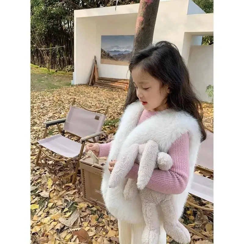 

HoneyCherry New Fashion Girls Fur Vest Autumn and Winter Thickened Furry Waistcoat Vest Vest Fashion Girl Winter Clothes