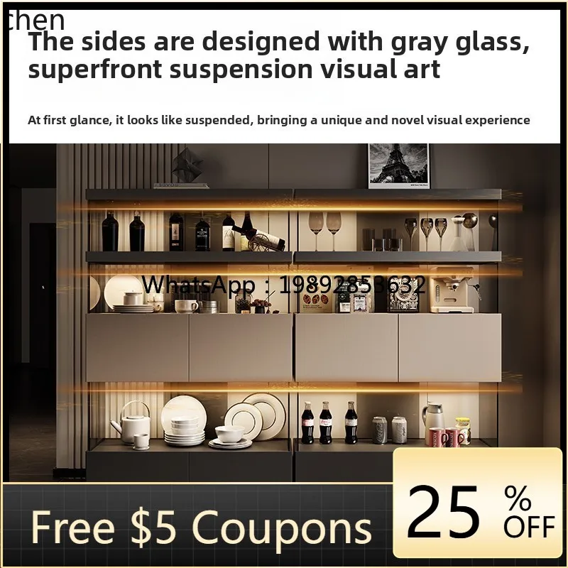

minimalist dining side cabinet integrated high cabinet high-end living room storage glass jewelry display cabinet