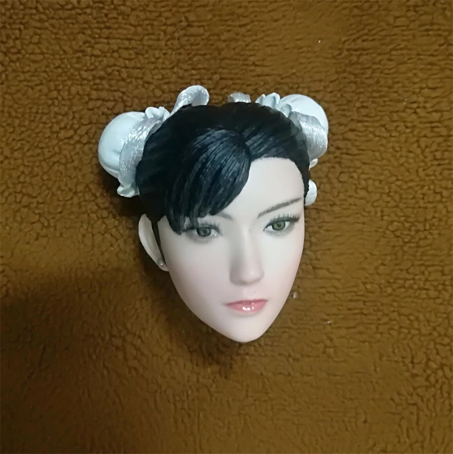 1/6 Scale Chun-Li Fighter Girl Head Carved PVC Head Model Fit 12'' TBLeague Phicen Pale Action Figure Body