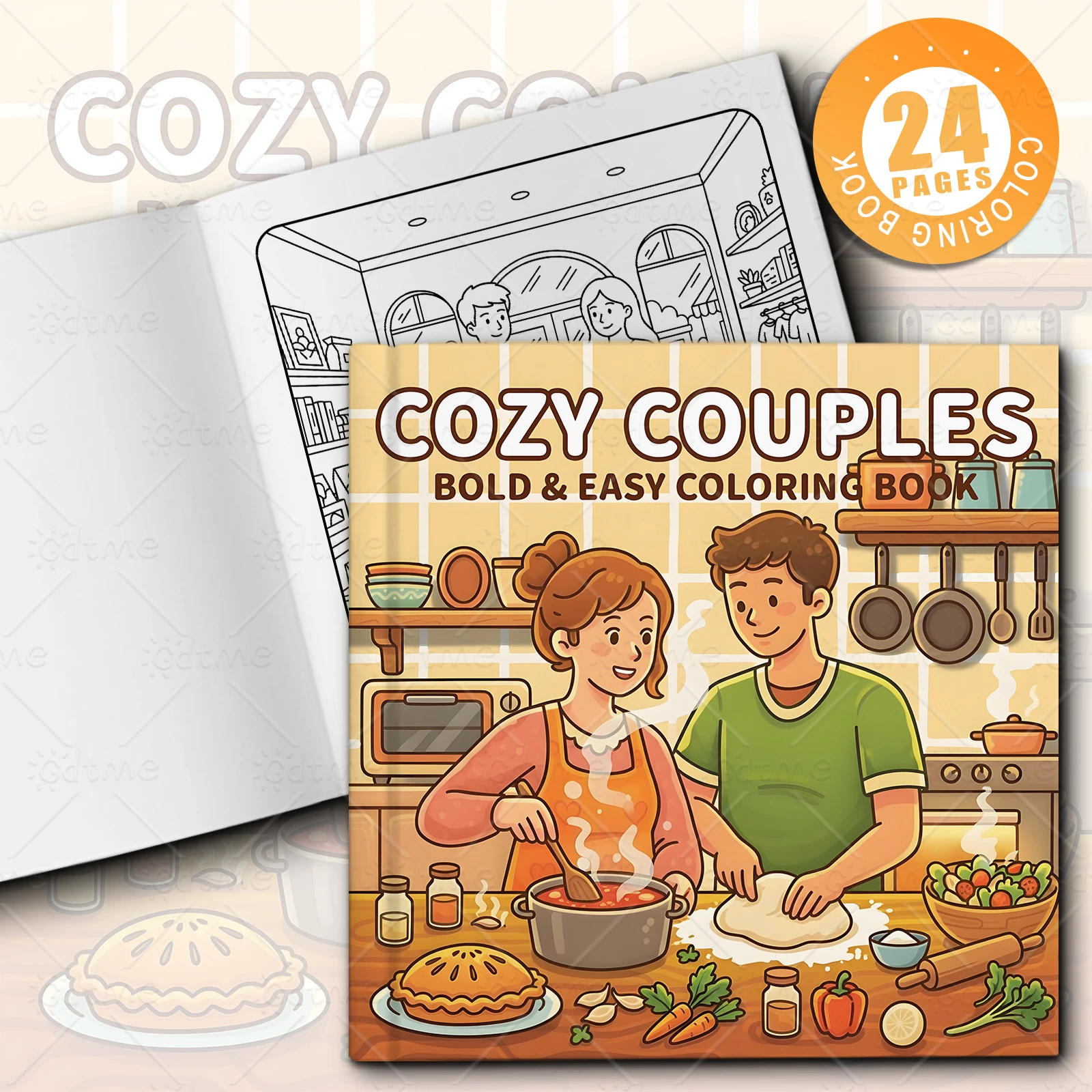 COZY COUPLES Bold-easy Patterns Coloring Book for Adults Cute Drawing Book Perfect Gift for Party and Birthday ﻿