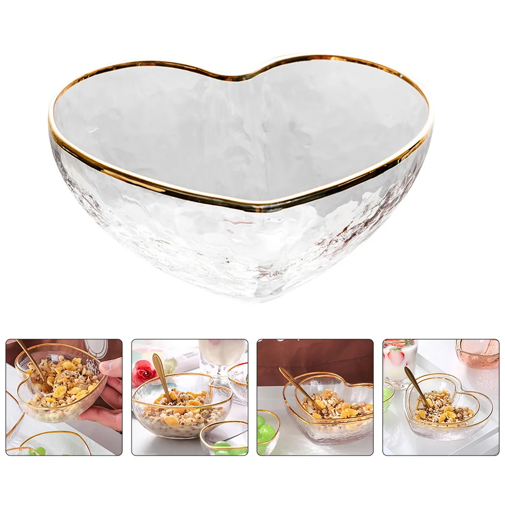 

2Pcs Heart Shaped Glass Dessert Bowls Transparent Jelly Pudding Bowls Food Serving Container for Home Party Kitchen