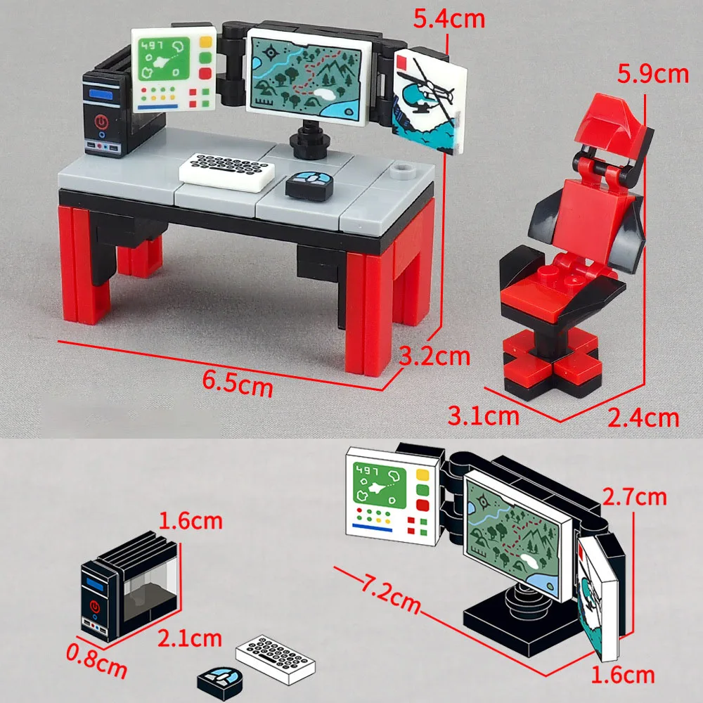 Kit de construction de bureau MOC avec lumière, modèle de bricolage de la série Creative City pour enfants et collectionneurs