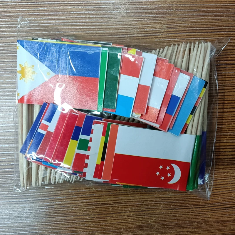 World Flag Toothpick flags Box of 100  Country Flags Dinner Cake Toothpicks Cupcake Decoration Fruit Cocktail Sticks Party