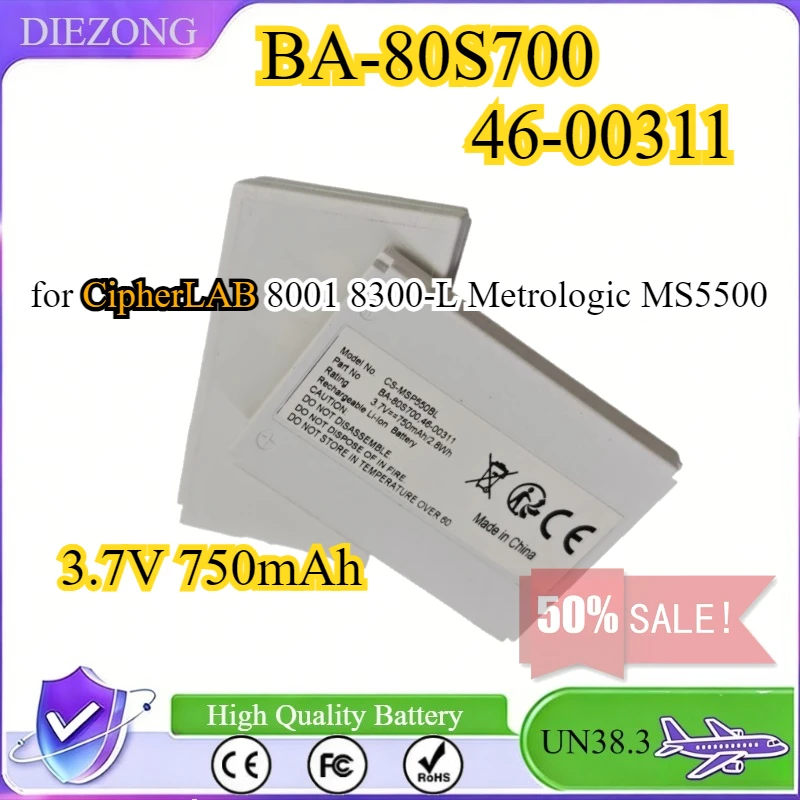 

3.7V 750mAh BA-80S700 46-00311 Barcode Scanner Battery for CipherLAB 8001 8300-L Metrologic MS5500