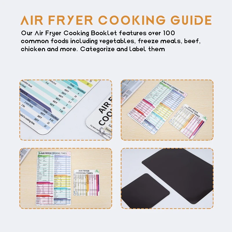 Air Fryer Accessories Cooking Time,Air Fryer Magnetic Cheat Sheet,Air Fryer Chart,Cooking&Frying Quick Reference Guide