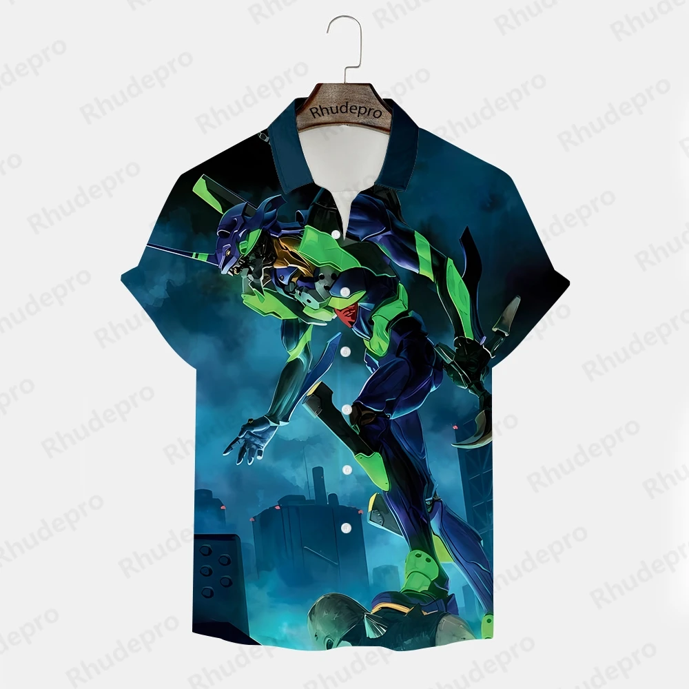 เสื้อผ้าเสื้อเชิ้ตผู้ชายเสื้อการ์ตูนนีออน Genesis Evangelion เสื้อฮิปฮอปสไตล์ฮาราจูกุ2024แฟชั่นโอเวอร์ไซส์สำหรับเด็ก