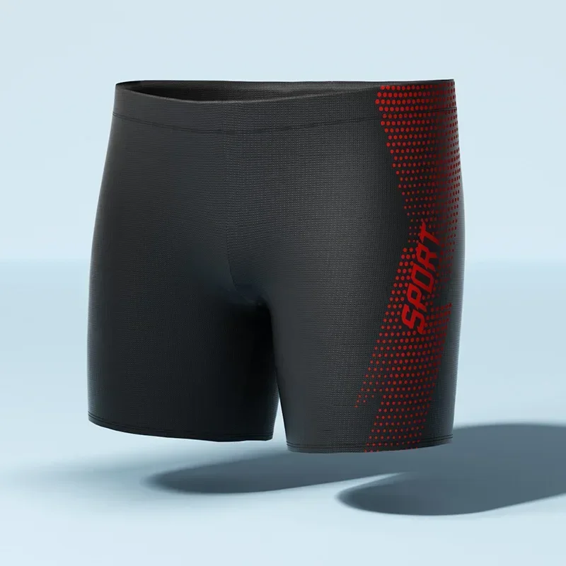 Premium Quick-Dry Men's High-Waisted Swim Trunks: Comfortable Lined Adult Swimwear with Matching Cap
