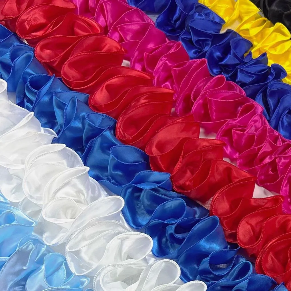 

Красочная волна 3D блестящая атласная ткань кружевная одежда аксессуары плиссированная лента подол для танцевального платья юбки украшения X1099