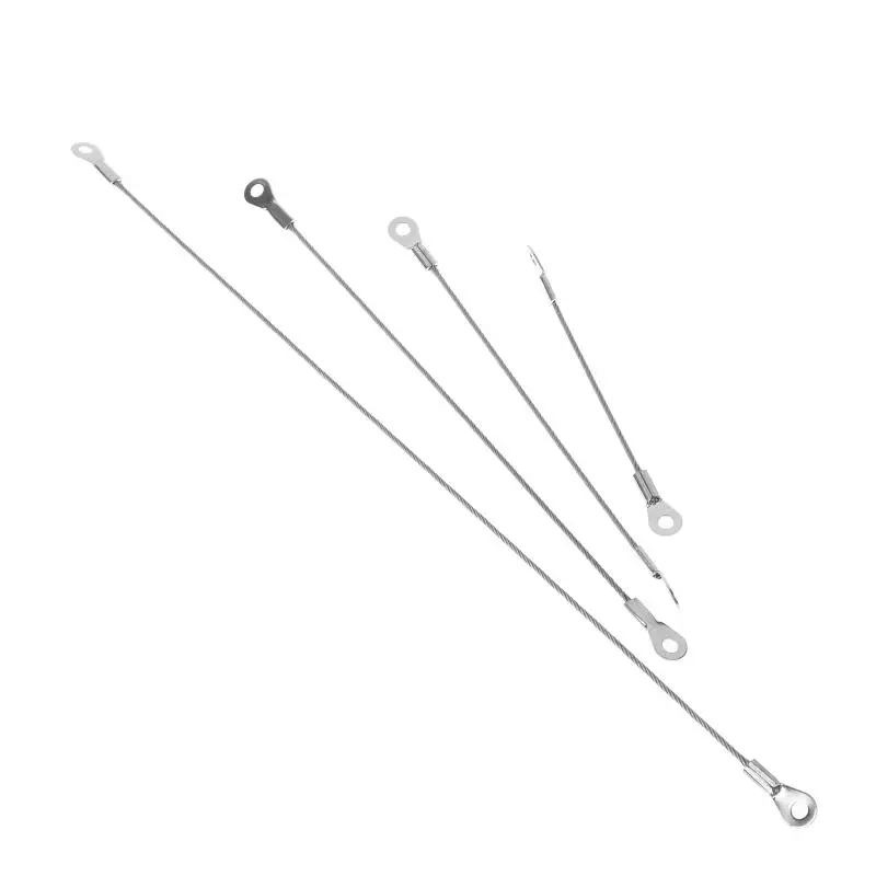 5Pcs Stainless Steel Wire Rope Cable M4 Hole End Abrasion Proof Safety Ropes for Garage Tool Hanging Fastening Jobs