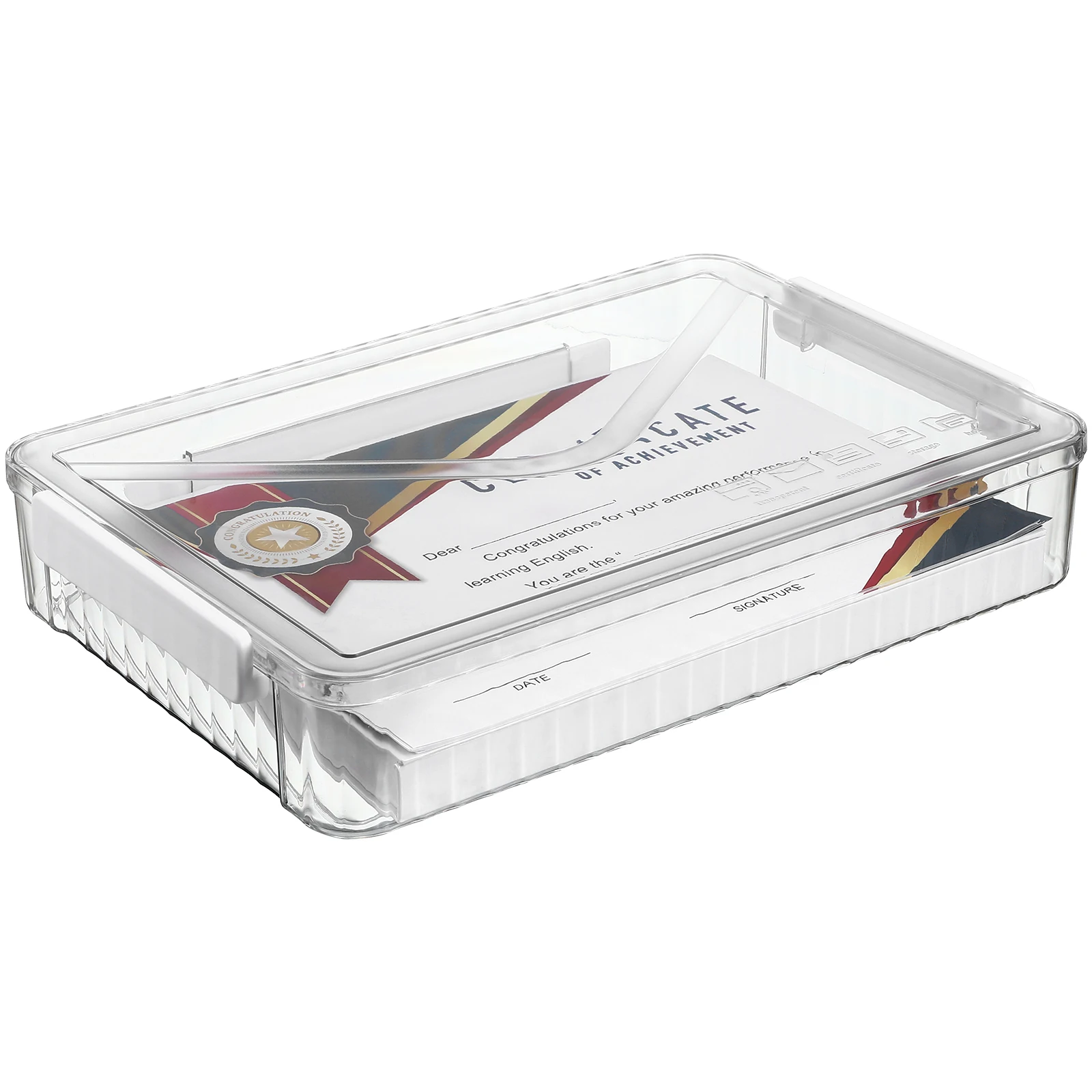 

Transparent ID Storage Box Large Capacity Document Case White Big Size Scrapbook Paper ganizer Plastic File Boxes Office