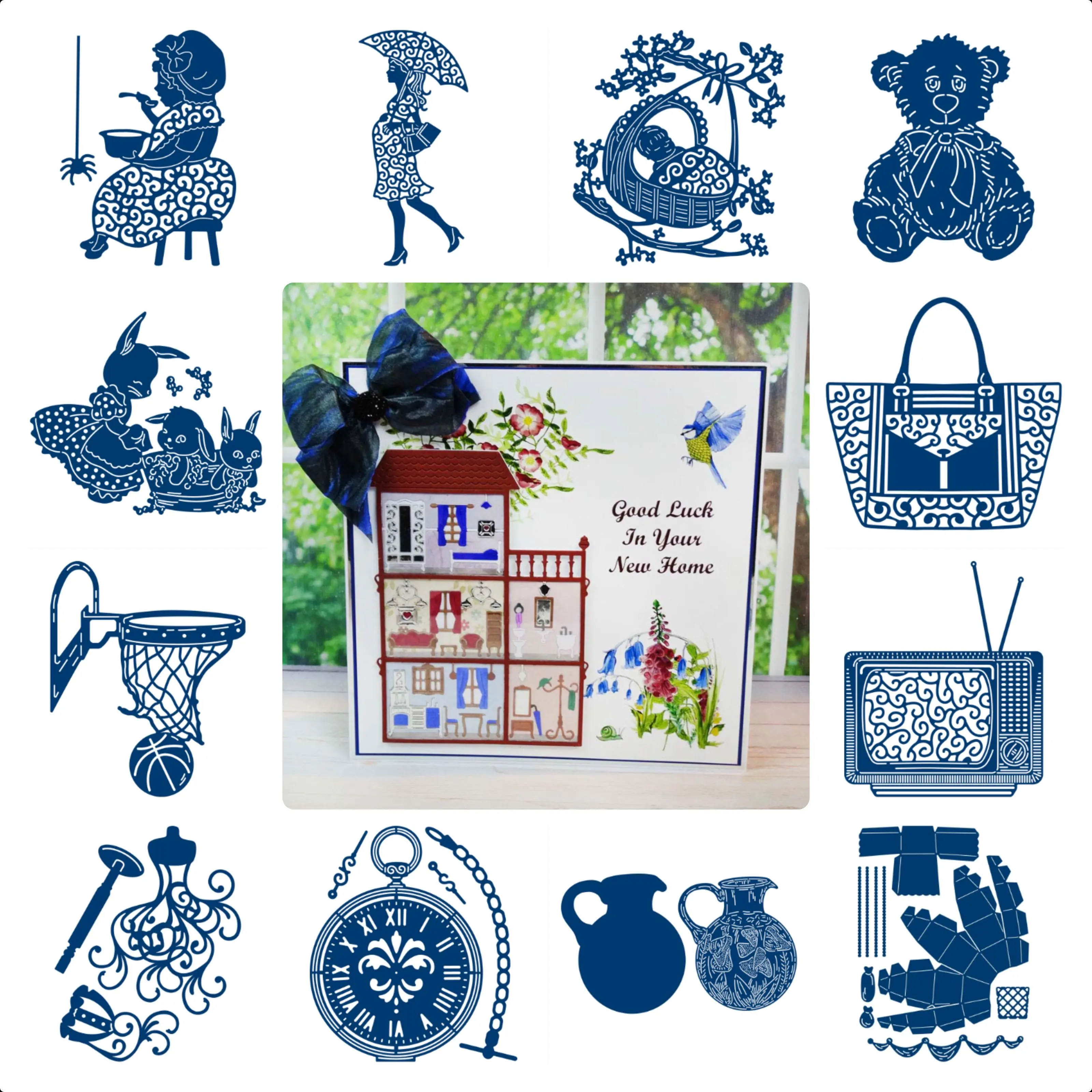 Tattered Lace Girl Baby Clothing Scissors Family Doll Birthday Mom Metal Cutting Dies Scrapbooking Card Craft No Stamps