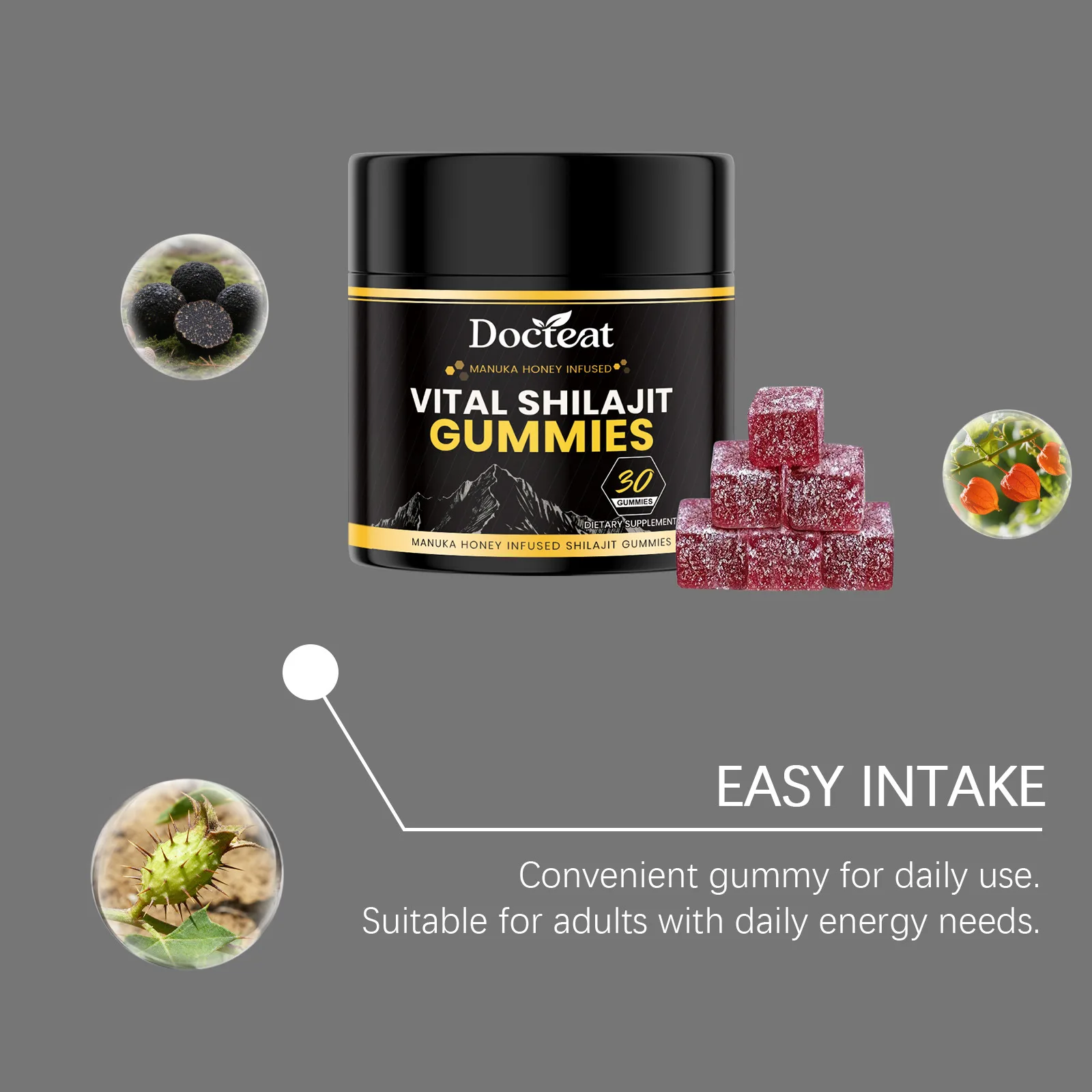 Shilajit Gummies Natural Vitality & Mental Focus Support Himalayan Mineral Nutrient Daily Supplement