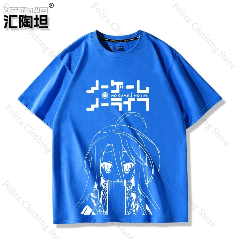 Anime NO GAME NO LIFE Shiro Series Print T-shirt Cotton Summer Tops Short Sleeve Tee Daily Clothing Men Women Clothes Tshirt
