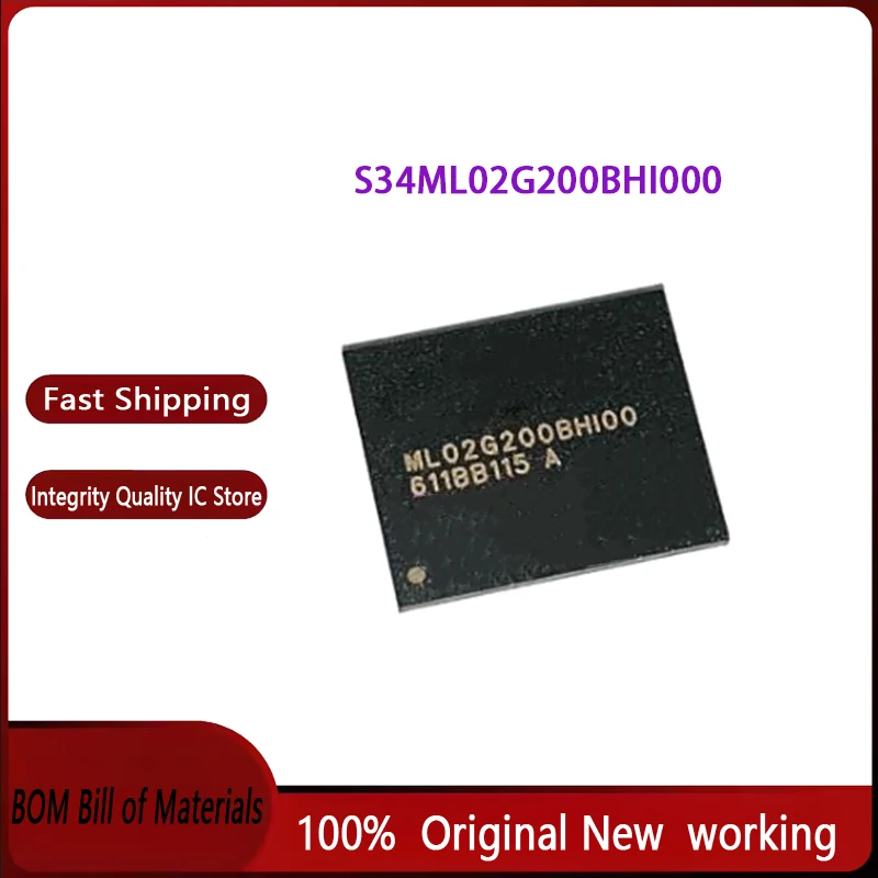 5PCS~20PCS/LOT ML02G200BHI00 ML02G200BH100 S34ML02G200BHI000 S34ML02G200BH1000 BGA63 New original In stock