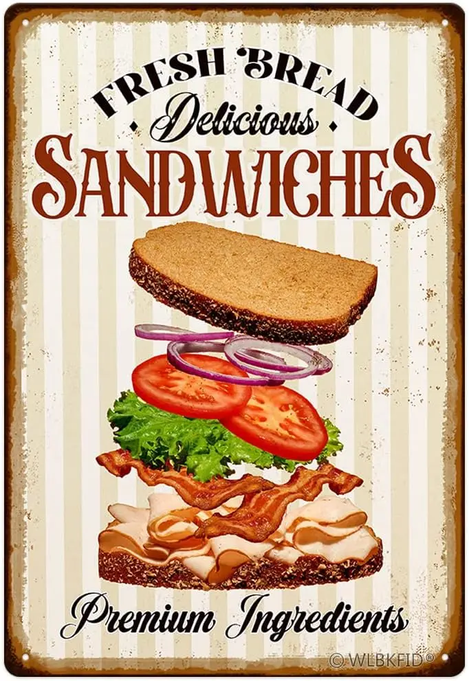 UOAIUDT Sandwiches Wall Art Canvas Unframed Delicious Fresh Bread Fast Food Modern Print Posters Vintage Canvas Paintings Wall D