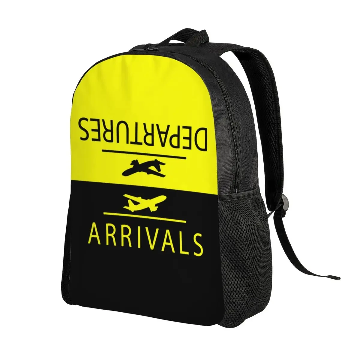 Custom Plane Arrivals Departures Laptop Backpack Bookbag for College School Students Aviation Airplane Aviator Pilot Bags