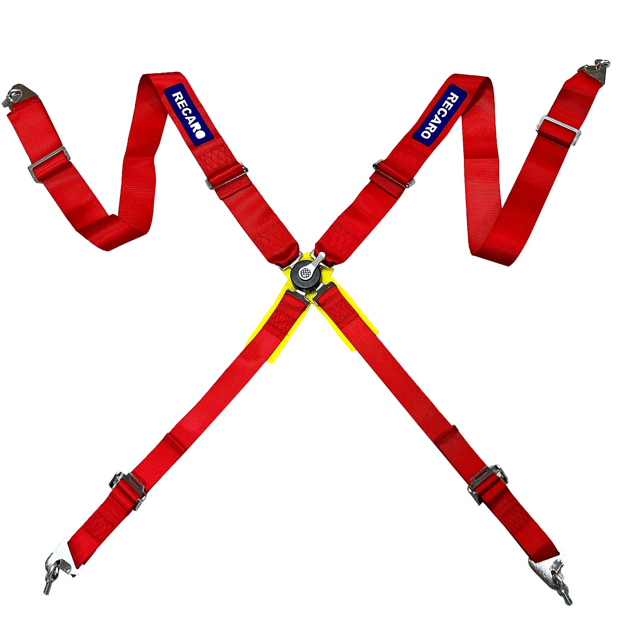 

SAFETY HARNESS IN POLYESTER FOR FORMULA CARS- 4 POINTS - PULL UP, ADJUSTER,3 INCH +2 INCH,RED