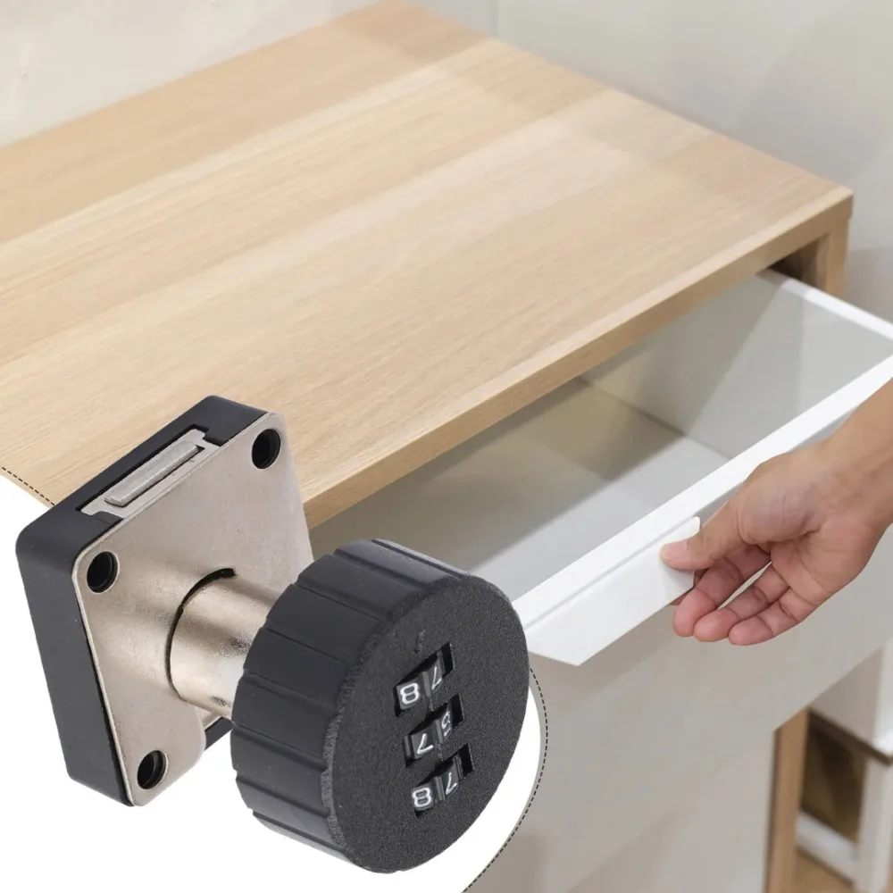 Drawer Password Lock Metal Mechanical Keyless 3-bit Password Suitable for Wardrobe Storage File Cabinet Furniture Universal Lock