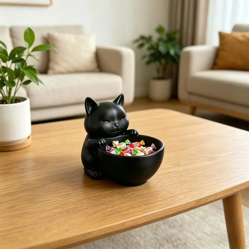 Cat Storage Ornament Healing Cat Decoration Cat Shape Desktop Organizer Box Capacity Storage Bowl for Snacks Small Items 3d