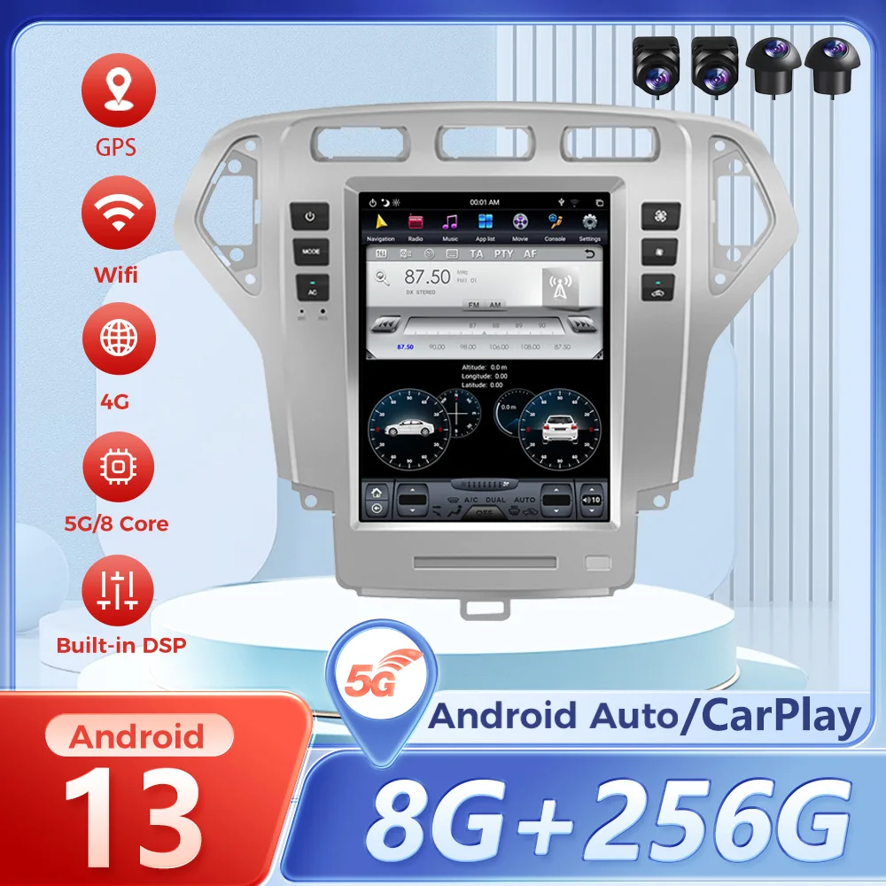

Android 13 Car Radio GPS Navigation Stereo For Ford Fusion Mondeo 2007-2010 Carplay Multimedia Player Touch Screen Head Unit