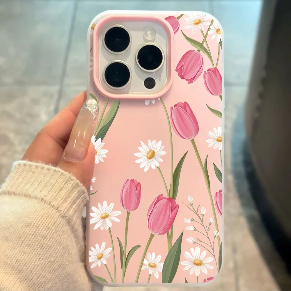Чехол для телефона из розового силикона White Daisy Bumper Pink Jelly для Xiaomi Redmi Note 14 Pro, Note 13, 12, 11 Pro 5G, 15C, 14C, мягкий силиконовый чехол