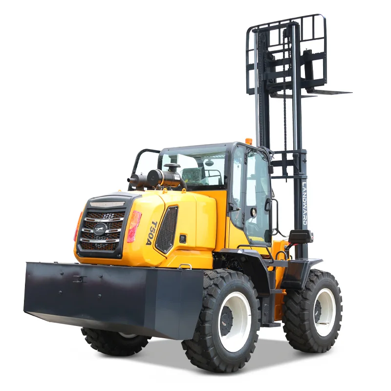 EPA All Terrain 4WD Forklift Factory 5 Tons Heavy Duty Diesel All Terrain Forklift Supercharged Engine Handling Truck Customized