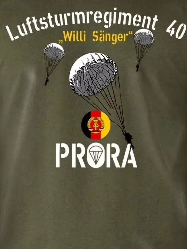 

Luftsturmregiment 40 Prora NVA DDR Fallschirmjäger Parachutists T-Shirt. Premium Cotton Short Sleeve O-Neck Mens T Shirt New