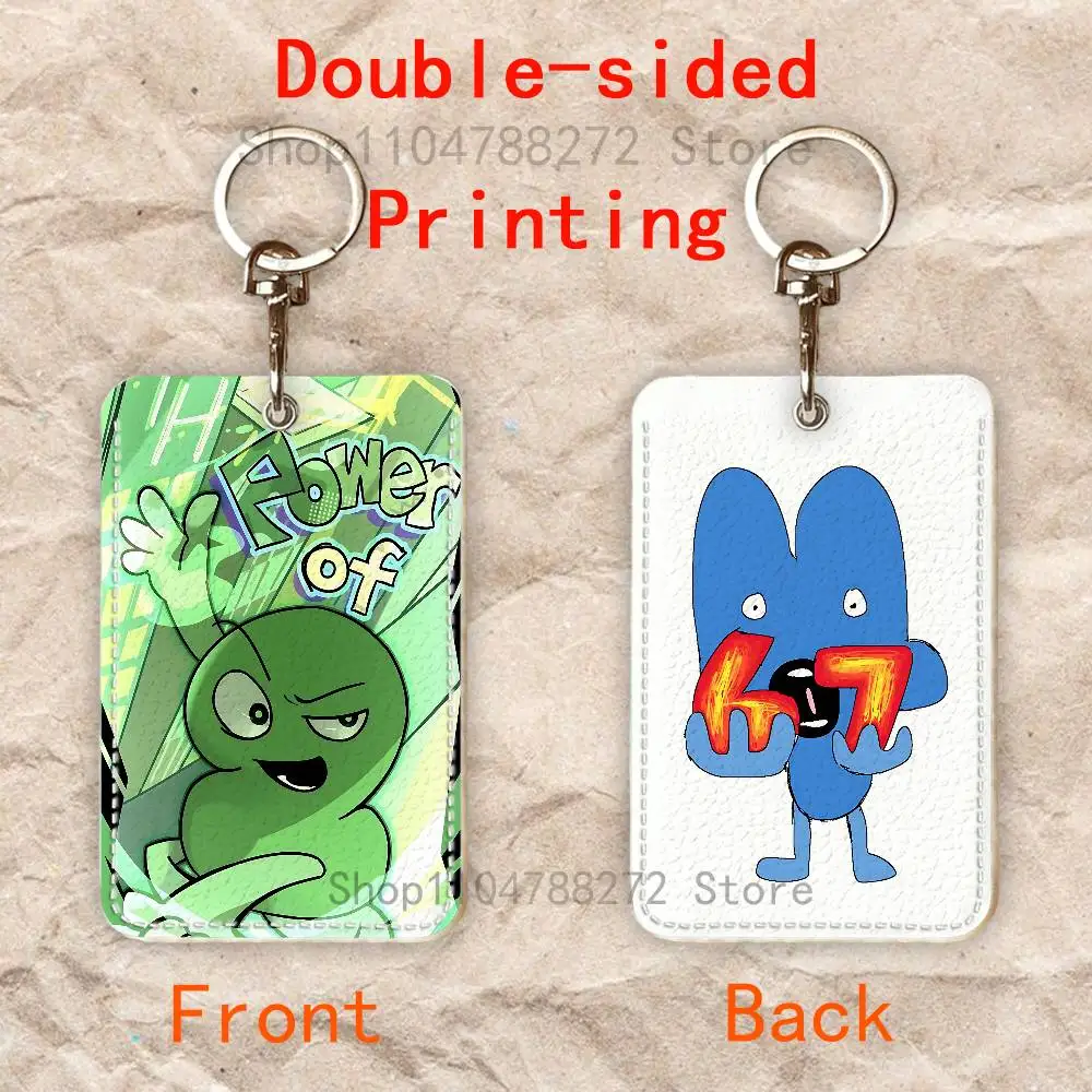 B-BFDI Four Two Custom Access Card Case Leather Card Holder Keychain Key Ring Transportation Card Case Gifts