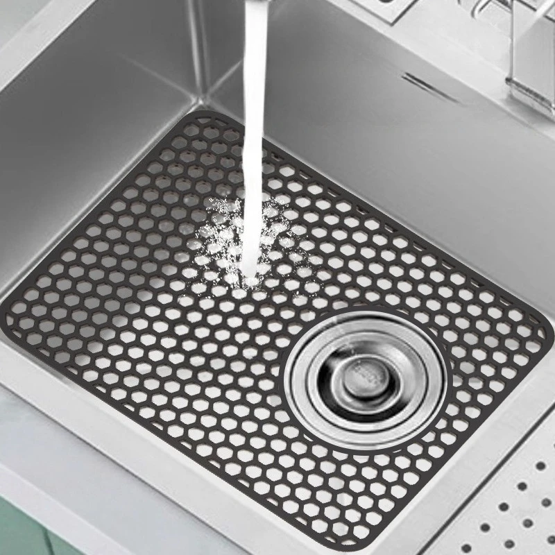 

Сотовый силиконовый коврик для кухонной мойки с открытым отверстием, противоскользящий, устойчивый к царапинам, сушилка для посуды