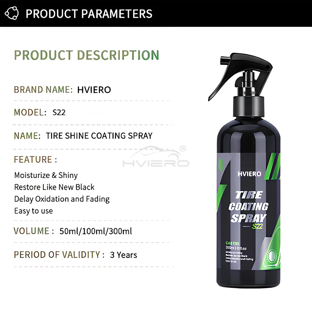 Car auto Tyre Gloss Tire Coating Spray Hydrophobic Sealant Wax for Car Wheel Auto Re-black Shine Chemistry Filler Rust Removal