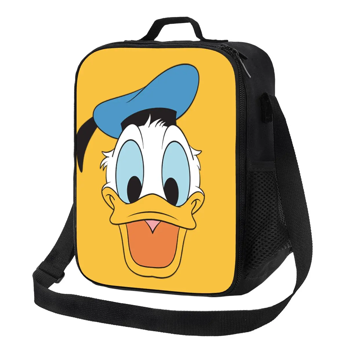 Custom Happy Donald Duck Insulated Lunch Tote Bag for Women Cartoon Anime Thermal Cooler Food Bento Box Outdoor Camping Travel