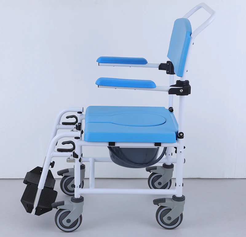 Lightweight Aluminum Commode Shower Chair for Elderly Adults Soft Wheelchair Physical Therapy Function Health Medical Product
