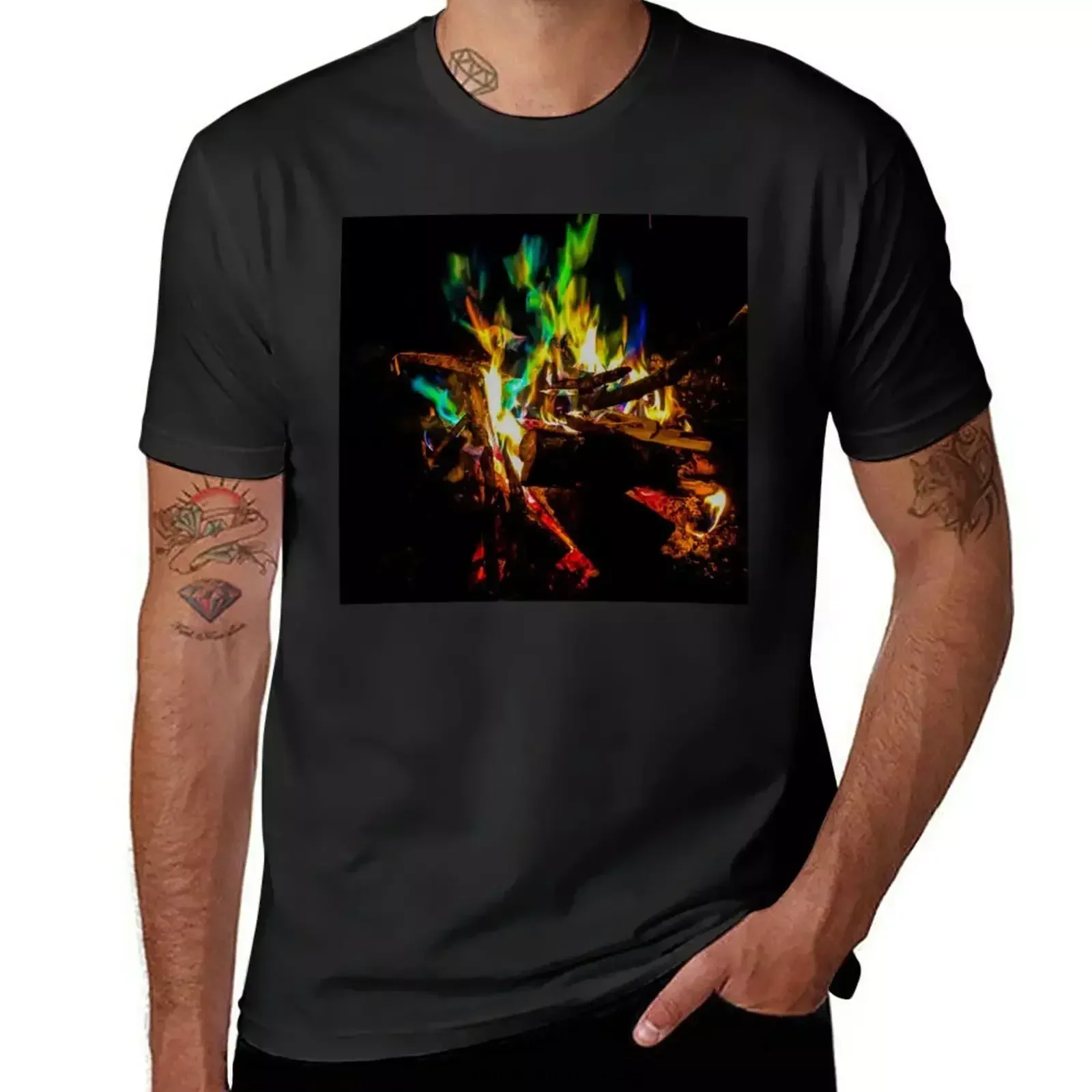 Camiseta Fire, ropa estética para fanáticos de los deportes, ropa hippie, camisetas Fruit of the Loom para hombre