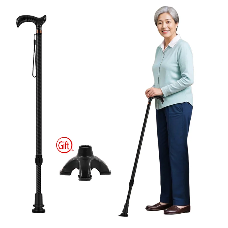

Light Weight Carbon Fiber Telescopic Hiking Cane Anti-Slip Fall-Proof Adjustable Height Walking Stick for Assisted Hiking crutch