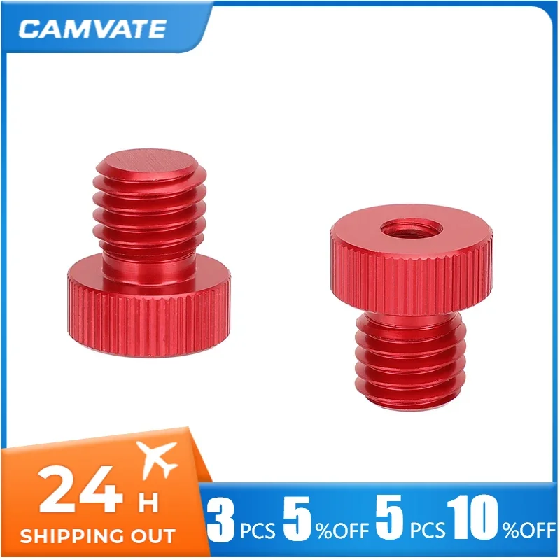 CAMVATE 15mm Rod Cap Plug Extension Connectors Red /Black M12 Male to 1/4\