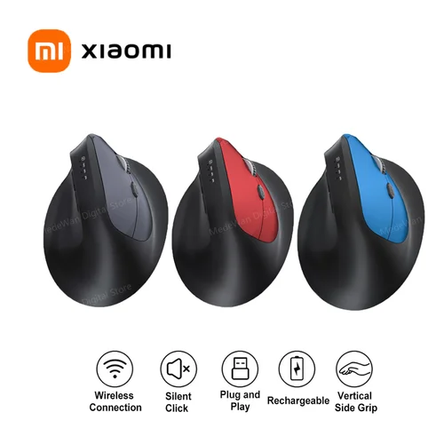 Imagen 1 del producto Ratón Vertical Xiaomi ergonómico 2,4G Bluetooth 5,2 ratones inalámbricos ópticos ajustables 1600DPI 6 botones para ordenador portátil