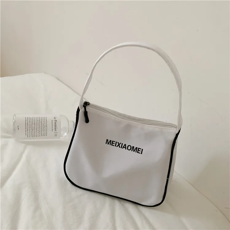 Sac à main en toile monochrome simple pour femme, fourre-tout décontracté pour les loisirs, sac à main sous les bras, initié unique, extérieur, nouveau