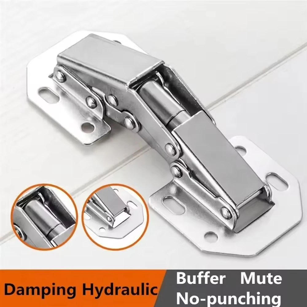 1-30Pcs 90 Degree Steel Cabinet Hinges No-Drilling Hole Cupboard Door Buffer Hinge Hidden Hinges for Cabinet Doors Flush Mount