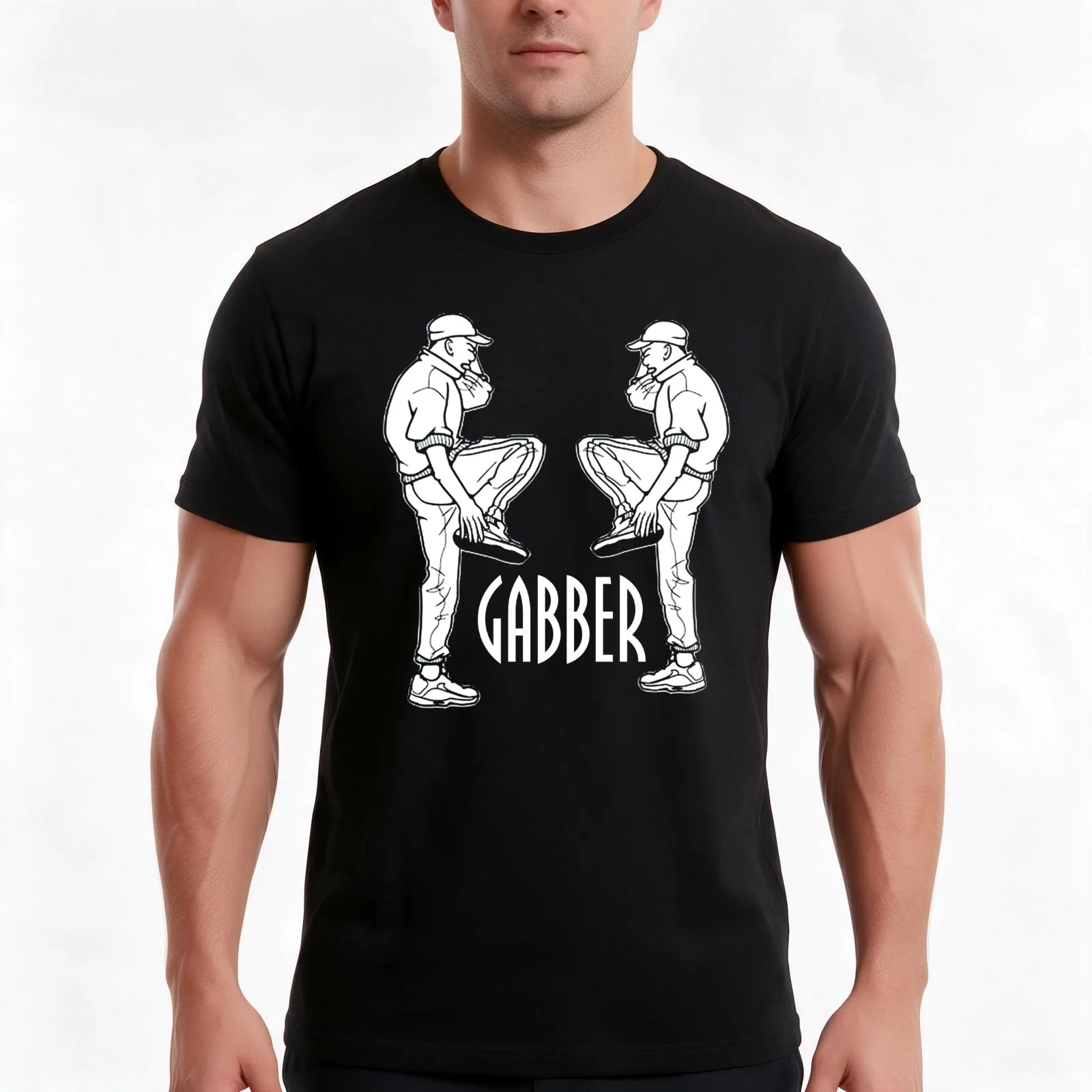 Gabber T-Shirt, Summer Casual Cotton Tee, Oversized Streetwear Tops, Vintage Graphic Print, Loose Fit Short Sleeve, 100% Cotton