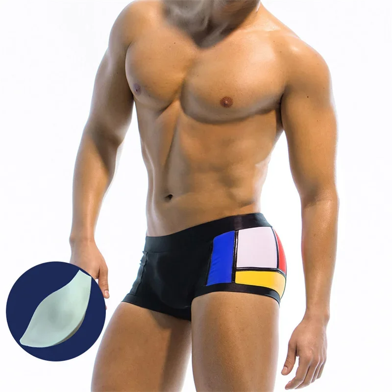 

Mens Swimsuit Boxer with Pad Underwear Summer Swimwear Men Boxer Shorts Swim Trunks Swimming Surf