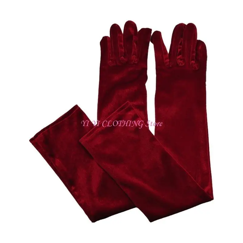

N5KF Evening Long Gloves Pleuche for Wedding Proms for Women and Girls 1920s Theme Musical Operas Dancing
