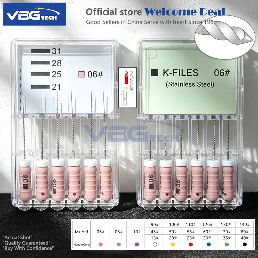 21mm/25mm/31mm 6pcs/Pack K Files Dental Endodontic Stainless Steel Instruments Dental Root Canal H Reamers Files Treatment Tools