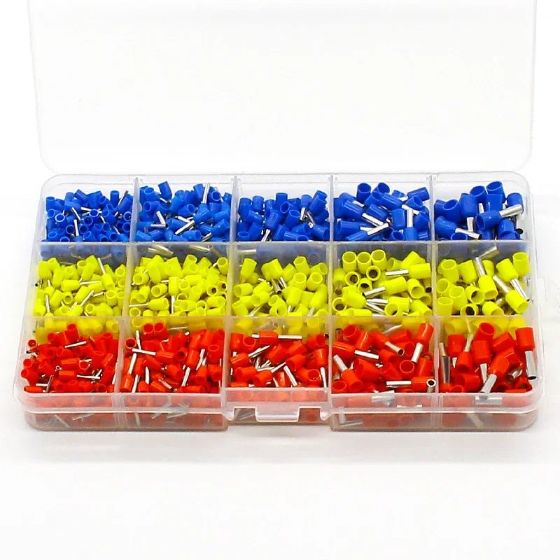 1000pcs/lot Bootlace cooper Ferrules kit set Wire Copper Crimp Connector Insulated Cord Pin End Terminal