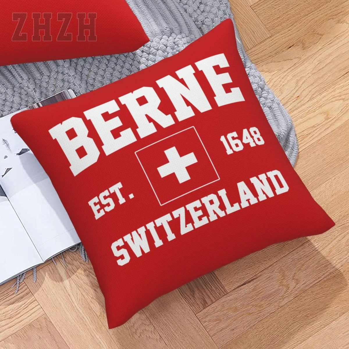 More Styles Linen Pillowcases Switzerland Swiss EST.1648 Berne Throw Pillow Cover Family Home Decor Sofa Car Waist Cushion